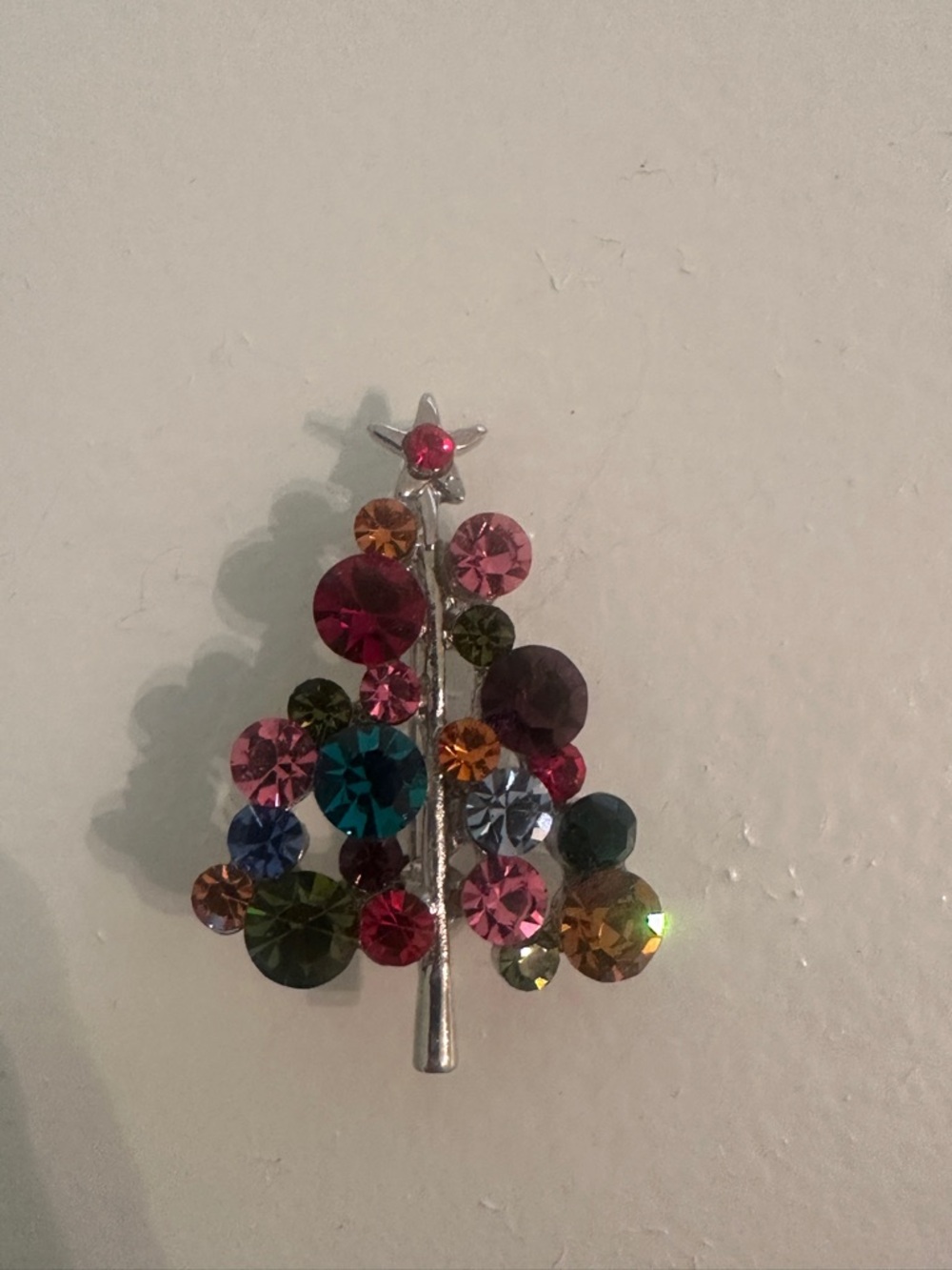 Multicolor Crystal Christmas Tree Brooch